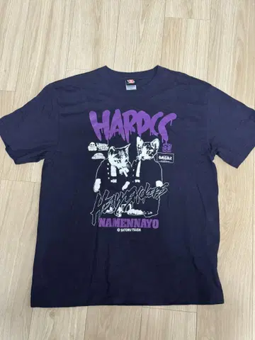HARDCORE 얕보지마 고양이 T셔츠 L사이즈 네이비
