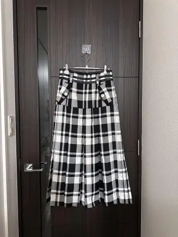 herlipto Pleated Checkered Twill Skirt