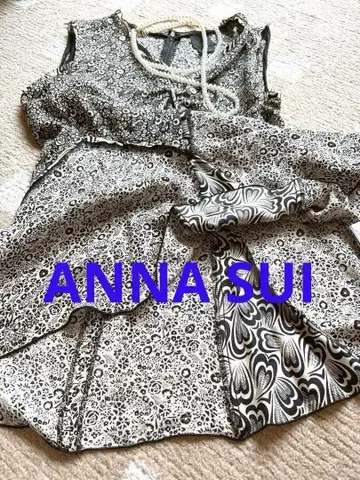 ANNA SUI 안나수이/꽃무늬 블랙 슬리브리스 튜닉/드레시/사이즈 S