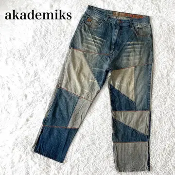 akademiks 아카데믹스 데님 배기 팬츠 패치워크