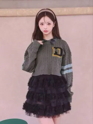 Darich 다리치 칼리지 와펜 숏 니트 탑