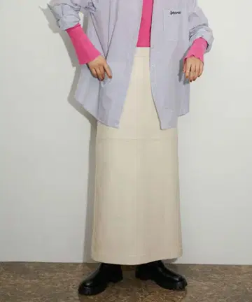 인조 가죽 롱 스커트 38 화이트