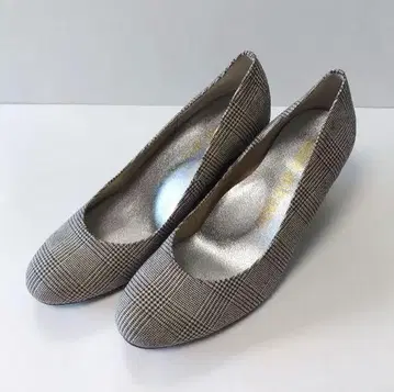 COULEUR VARIE 웨지힐 체크 무늬 펌프스 23cm