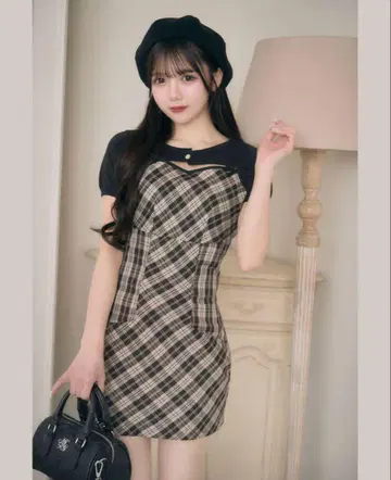 미셸 마카롱 리본 캐미 원피스 앙상블