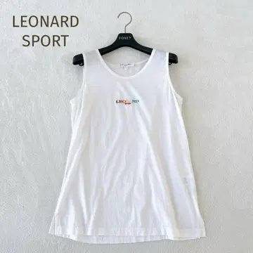 새상품급 LEONARD SPORT 로고 자수 탱크탑 티셔츠 화이트 L
