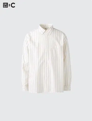 UNIQLO C 브로드 오버사이즈 셔츠 스트라이프 30 NATURAL