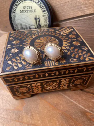 영국 현지 구매 vintage 골드 톤 타원형 귀찌