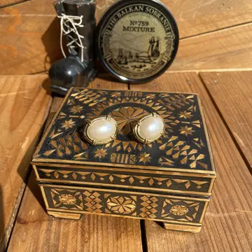 영국 현지 구매 vintage 골드 톤 타원형 귀찌