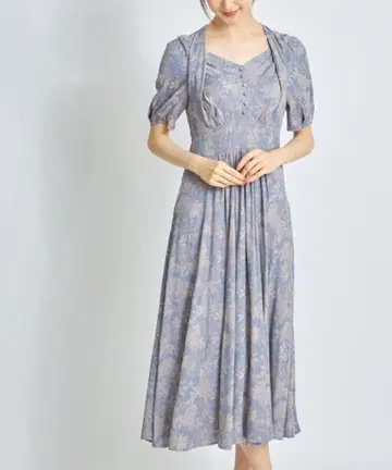 tocco closet 싸개 장식 단추 프론트 절개 자카드 플라워 원피스