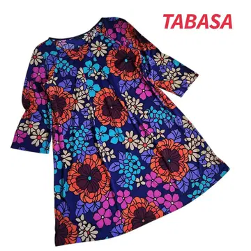 TABASA 올 패턴 원피스 긴팔 잘 늘어나는 멀티 컬러 84805