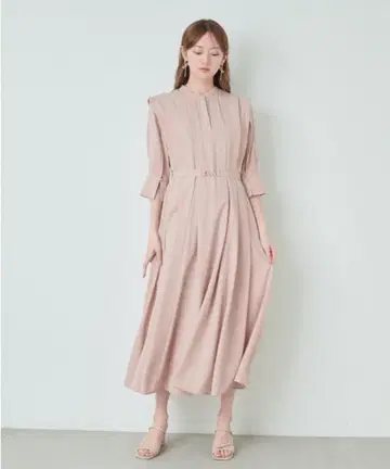 SNIDEL 턱 조젯 플레어 원피스 반팔 원피스
