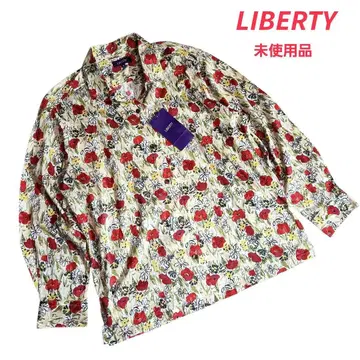 LIBERTY 꽃무늬 오픈 카라 긴팔 셔츠