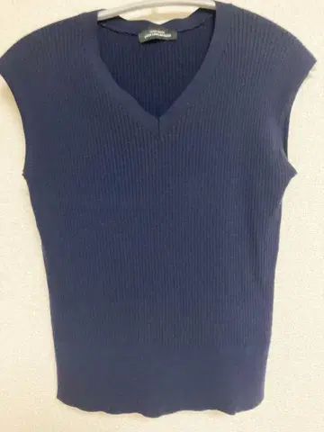[ UNITED ARROWS ] V넥 리브 프렌치 슬리브 니트 프리