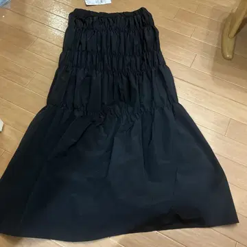 셔링 롱 스커트 L 사이즈 블랙