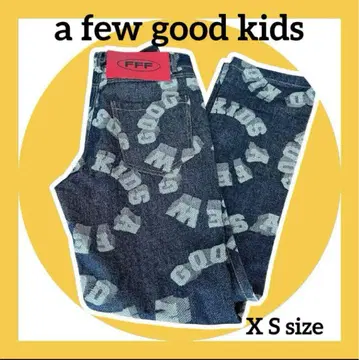 A FEW GOOD KIDS 로고 프린트 블루 데님 팬츠 XS 사이즈