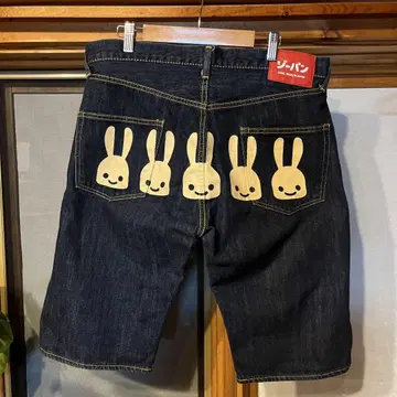 CUNE 큔 5연 토끼 하프 숏 데님 팬츠 36