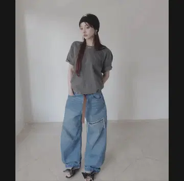 fiction tokyo 그레이 오버사이즈 티셔츠