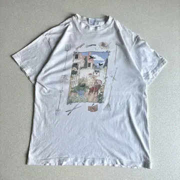 (구제) 90s USA 제작 농기구 아트 티셔츠 플라워 cityboy