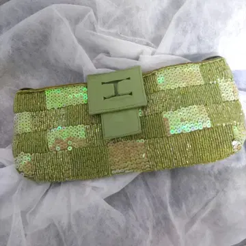 녹색 비즈 장식 파티 백