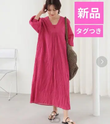 새상품 JOURNAL STANDARD relum V넥 원피스 인도 면