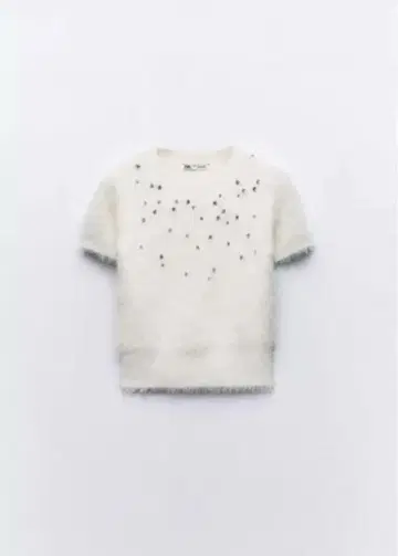 ZARA 인조 모피 스웨터 큐빅 화이트 M 사이즈 비쥬