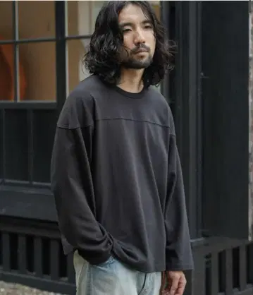 [ shiun ] COTTON FOOTBALL L/S TEE size S