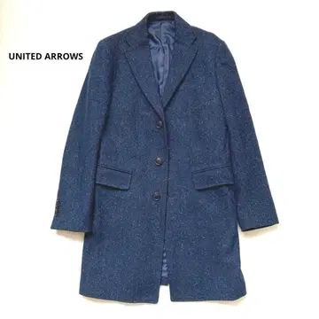 [새상품급] 유나이티드 애로우즈 체스터 코트 실크 혼방 트위드 네이비 S