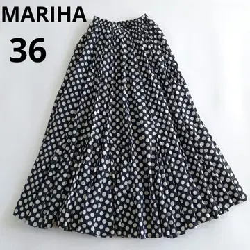 MARIHA 마리하 초원의 무지개 스커트 도트 무늬 네이비 36 인도산