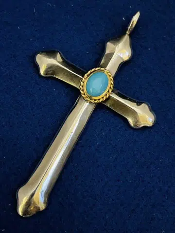고로즈 금줄 터콰이즈 크로스 탑
