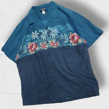 USA 제 90년대 Hawaii Blues 오픈 카라 셔츠 빈티지