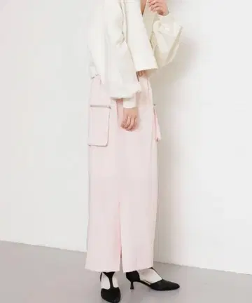 새틴 카고 스커트 핑크