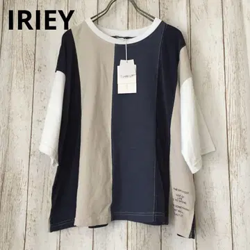 [미사용] IRIEY 패널 디자인 반팔 티셔츠 네이비 베이지 화이트