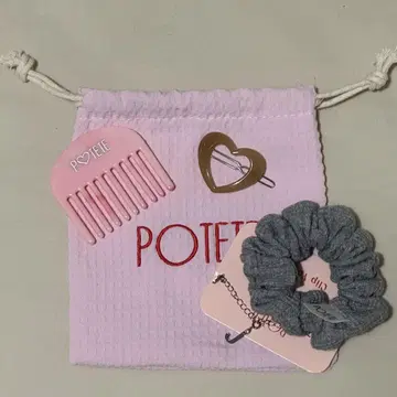 POTETE 스크런치 하트 핑 빗