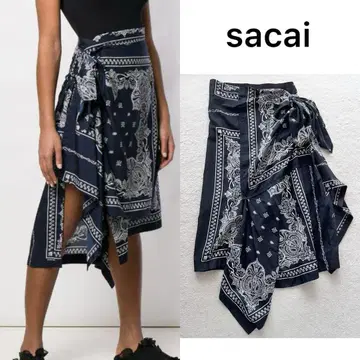 새상품급 sacai 사카이 반다나 스커트 재구축 비대칭 변형