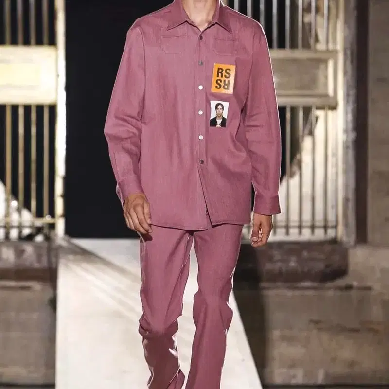 [S] Raf Simons 2015ss Two-Pocket Denim Shirt Pink
