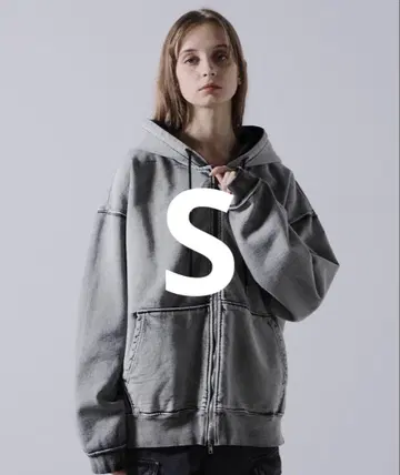 CLEL 헤비 웨이트 풀 집업 후드티 빈티지 화이트 S