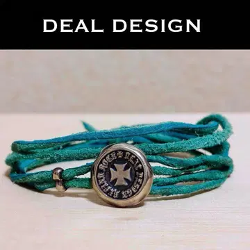 딜 디자인 팔찌 가죽 끈 실버 925 터콰이즈 블루