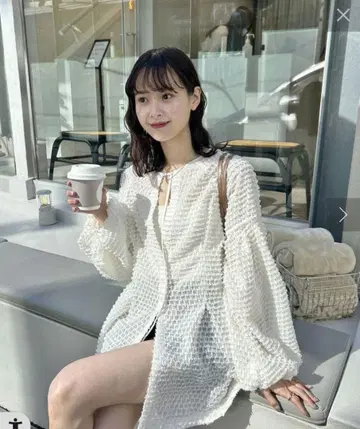 [새상품급] mystic 프린지 쉐이프 튜닉 화이트