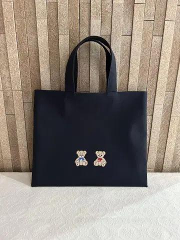 귀여운 곰 자수 다크 네이비 토트백~handmade~