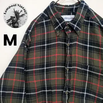 US 구제 의류 플란넬 셔츠 Saddlebred 네이비 카키 M