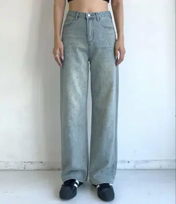 오로라 큐빅 빈티지 루즈 데님 팬츠