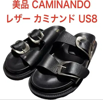 새상품급 COMINANDO 카미난도 더블 버클 가죽 샌들 US8