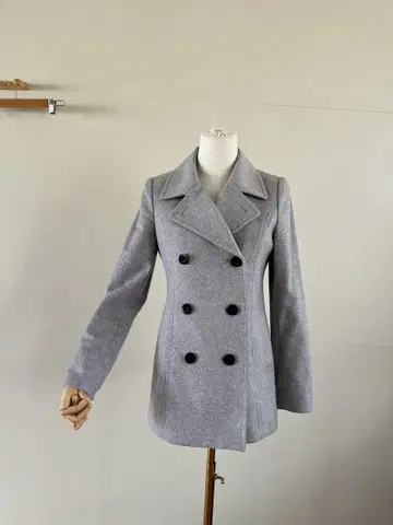 그레이 더블 브레스트 피코트