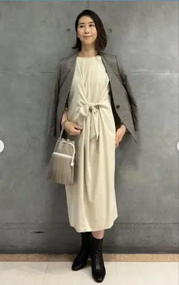볼지 셀룰로오스 몰스킨 프론트 리본 원피스