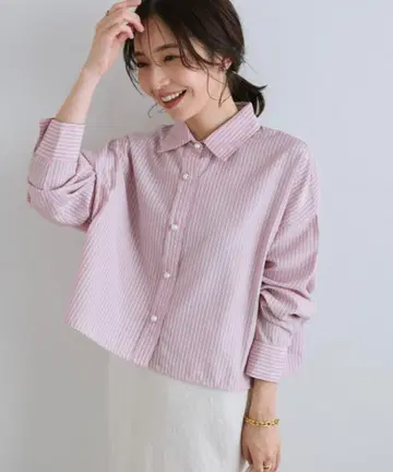 La boutique BonBon 스트라이프 크롭 셔츠