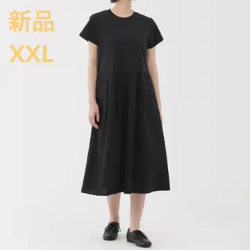 MUJI 냉감 반팔 원피스 여성 XXL 블랙