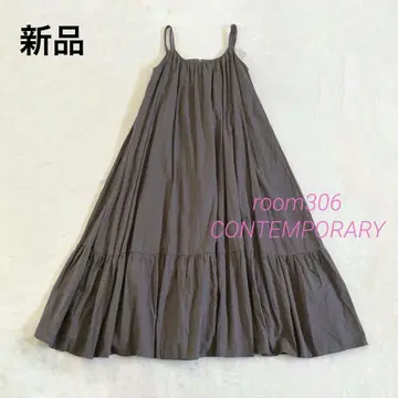 새상품 room306 더블 스트랩 개더 플레어 원피스