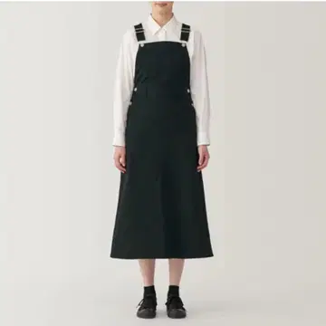 무인양품 가로 세로 스트레치 멜빵 스커트 블랙 M