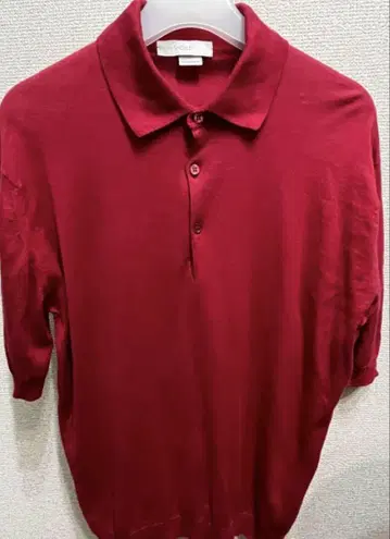 새상품급 JOHN SMEDLEY 레드 빨간색 피케 셔츠 L