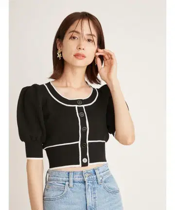 snidel 퍼프 슬리브 반팔 니트